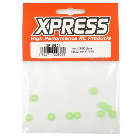 Set of 10 Xpress Shock X-Rings in black, designed for shock absorption and sealing in mechanical applications.