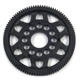 Xpress 64P composite spur gear with precise teeth and durable construction for RC models, shown on a white background.