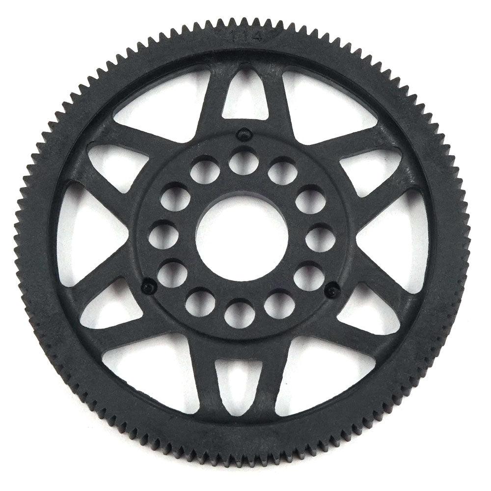 Xpress 64P composite spur gear with precision teeth, designed for high-performance RC models, shown in a detailed close-up image.