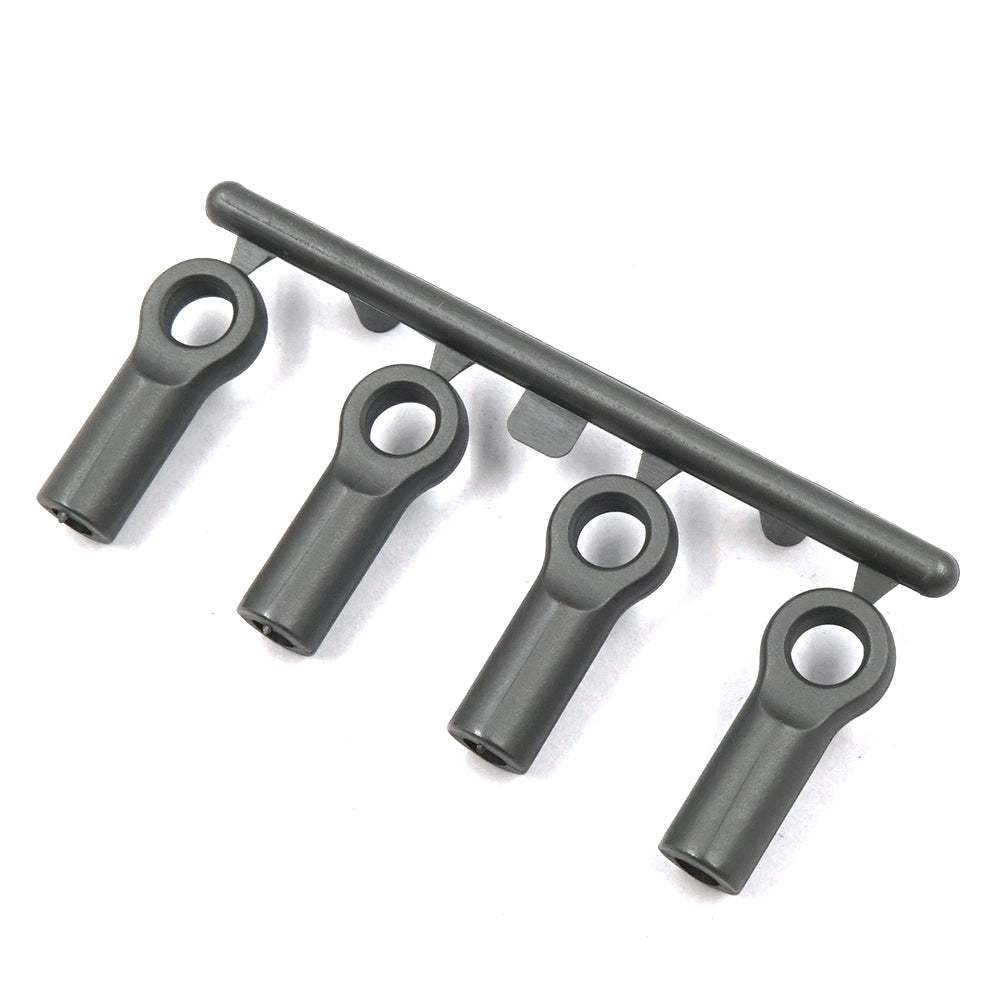 Set of four Xpress 4.8x15mm composite ball cups for RC car suspensions with black finish and durable construction.
