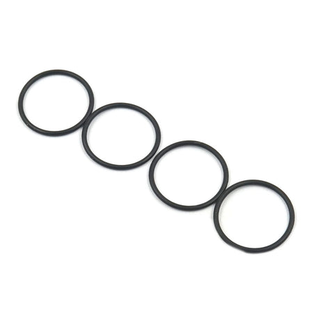 Set of four Xpress Short Shock O-Rings designed for spring adjust nuts, shown on a white background for motorcycle suspension repairs.