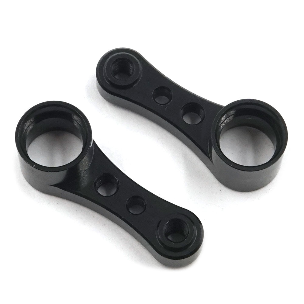 Xpress aluminum 18.5mm dual servo saver arms, set of 2, for RC car steering system, with detailed metallic finish.