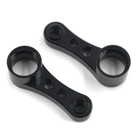 Xpress aluminum 18.5mm dual servo saver arms, set of 2, for RC car steering system, with detailed metallic finish.