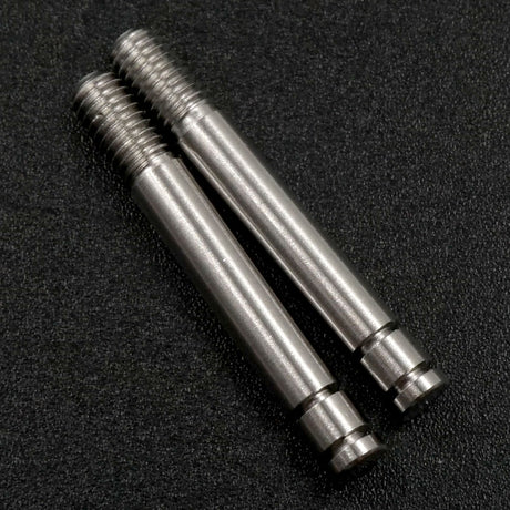 Pair of Xpress Steel Short Shock Shafts for RC cars, showing the shiny metal shafts with precise machining details.