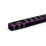 Yeah Racing Momentum 7075 aluminum chassis ride height gauge with measurement markings for RC car setup.