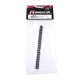 Yeah Racing Momentum 7075 aluminum chassis ride height gauge with measurement markings for RC car setup.
