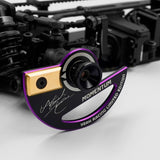 Two Yeah Racing aluminum Momentum 7075 Tweak wheels for RC cars, shown with detailed metallic finish on a plain background.
