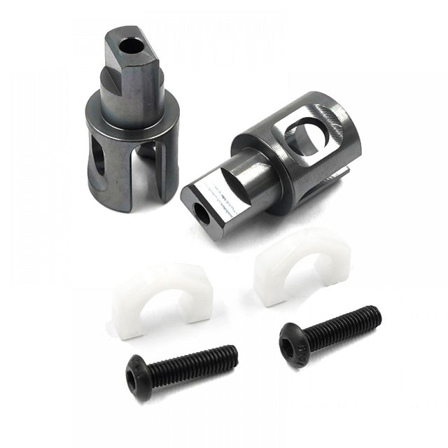 Xpress Composite Spool Titanium Outdrive Adaptor 4.0mm, pair of two, lightweight fishing reel parts displayed on white background.