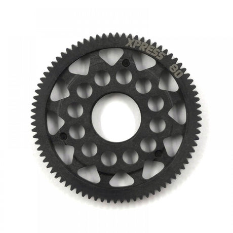 Xpress 64P composite spur gear with teeth and gear teeth profile, designed for precise mechanical movement and durability.
