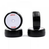 Xpress Competition 36S Pre-Glued RC car wheels with black tires and silver rims on a white background.