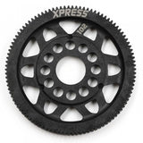 Xpress 64P composite spur gear, black plastic gear with teeth, designed for RC model vehicles.