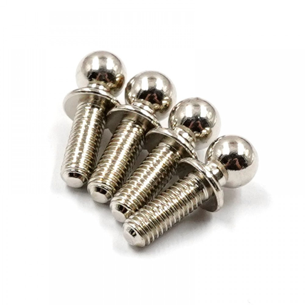 Set of four Xpress 4.8x8mm low friction ball studs for RC models, shown in black with smooth, rounded heads.