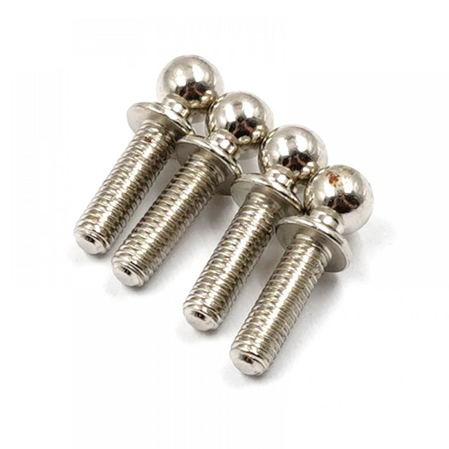 Set of four Xpress 4.8x10mm low friction ball studs, durable metal fasteners for mechanical or hobby projects.