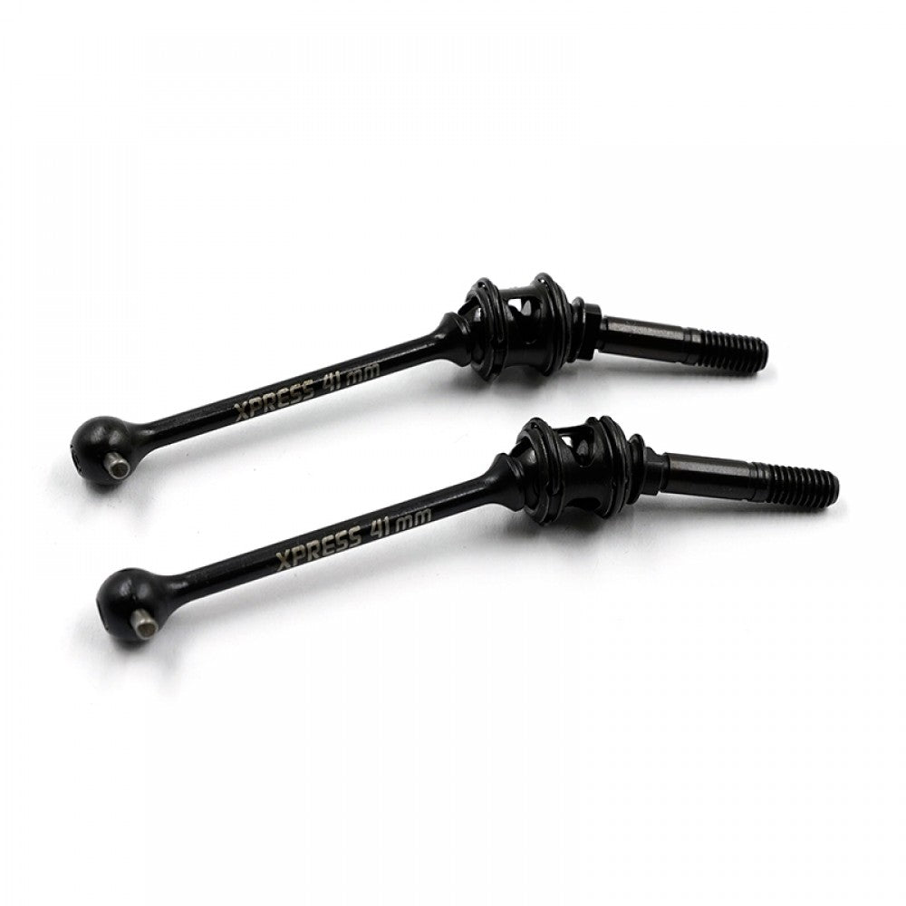 Two Xpress steel double joint universal shafts with metal joints, shown on a plain background.