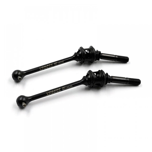 Two Xpress steel double joint universal shafts with metal joints, shown on a plain background.