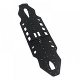 Xpress 2mm aluminum main chassis plate for RC car, featuring precise cutouts and a durable, lightweight construction.