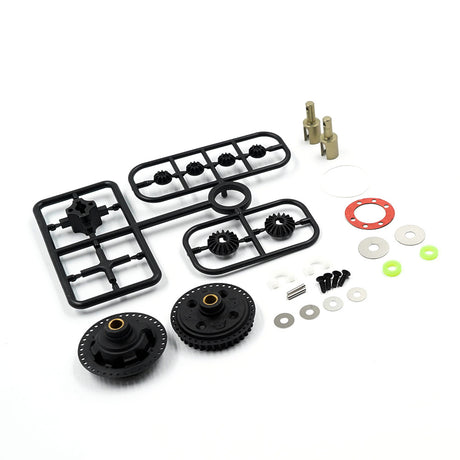 Xpress Gear Differential Set V2 with metal gears and black housing, designed for RC cars, showing detailed components on a white background.