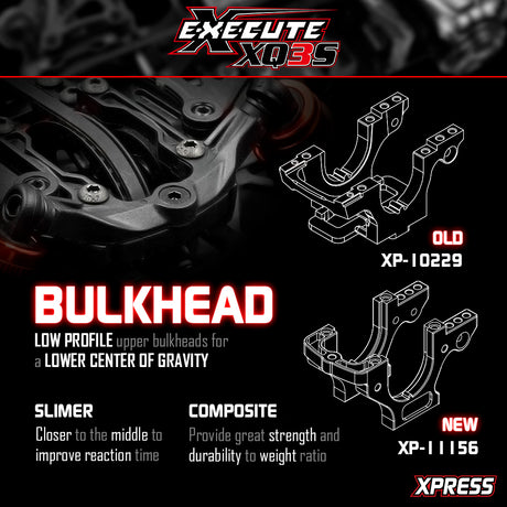Xpress Execute XQ3S 1/10 4WD sport touring car kit with detailed chassis and components, ready for assembly and racing.
