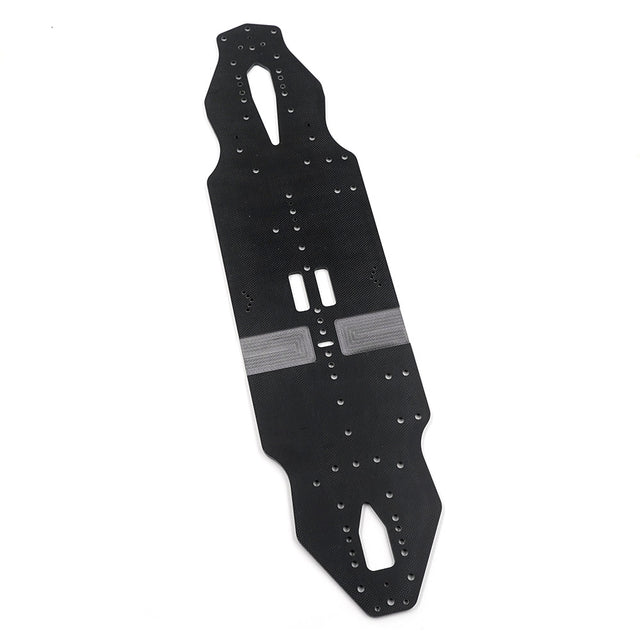 Xpress 2.5mm fiberglass main chassis plate for RC cars, showing a flat, durable, light gray chassis part with mounting holes.