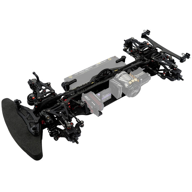 Xpress Execute XQ11R 1/10 scale 4WD touring car kit with detailed chassis and racing body, ready for assembly and racing.