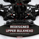 Xpress Execute XQ11R 1/10 4WD touring car kit with detailed chassis and components for RC racing enthusiasts.