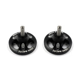 Two black aluminum chassis balancing tools from Yeah Racing, designed for precise RC car weight distribution.