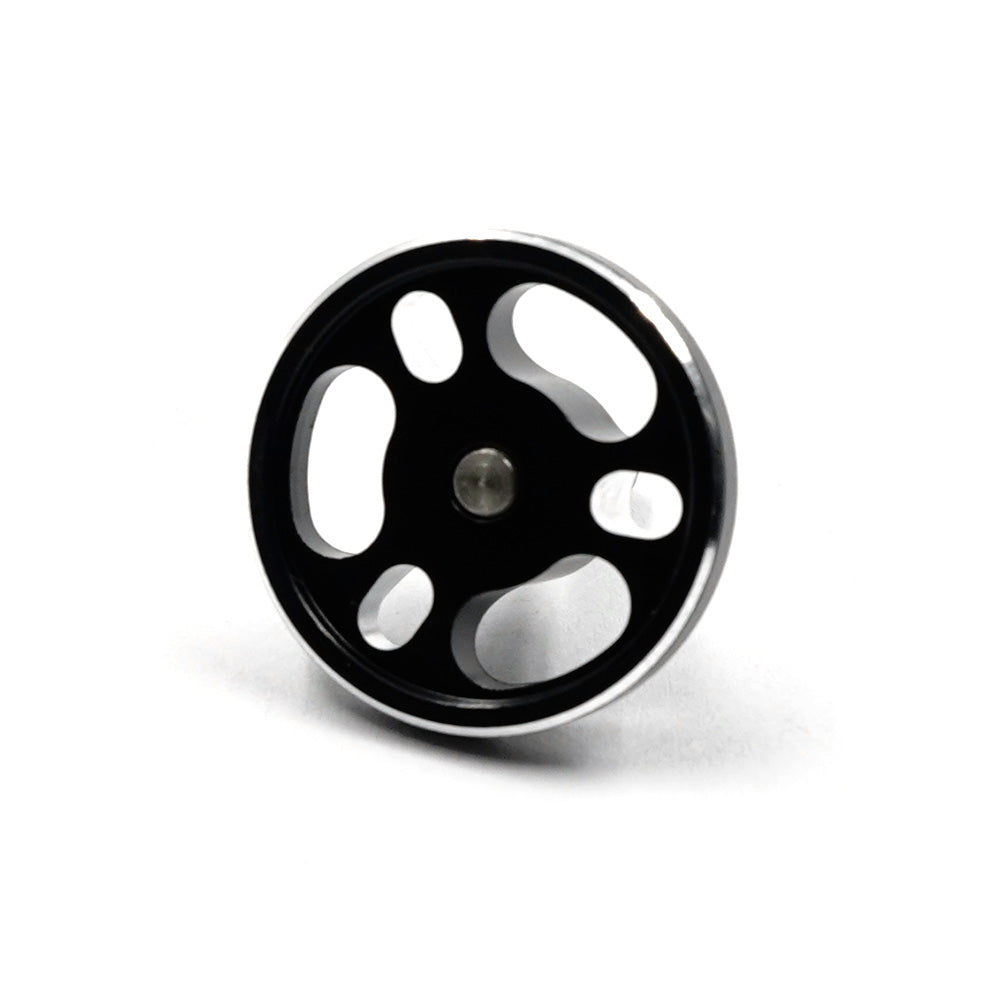 Two Yeah Racing aluminum chassis balancing tools for RC cars shown with black finish on a plain background.