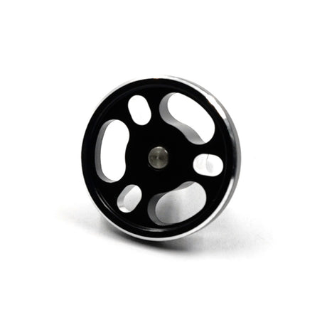 Two Yeah Racing aluminum chassis balancing tools for RC cars shown with black finish on a plain background.