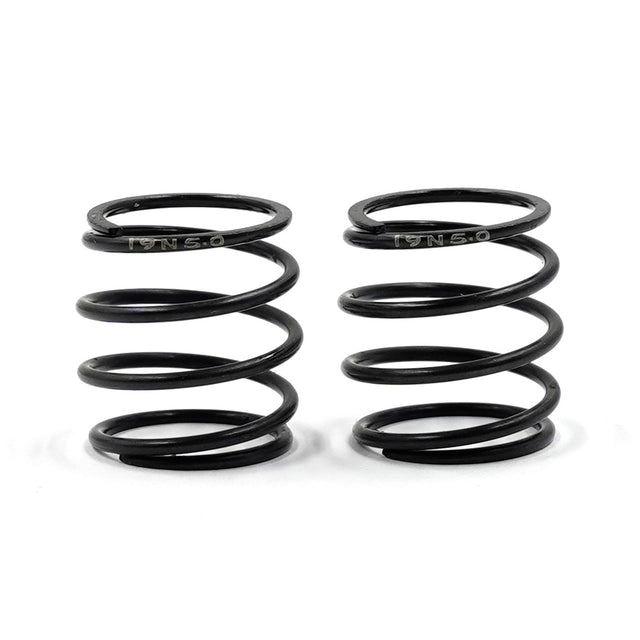 Two Xpress 19mm barrel springs shown for RC cars, made of durable metal, with coiled design for smooth performance.