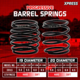 Pair of Xpress 19mm barrel springs, two-piece set, with metal coils and ends, designed for mechanical or hobby use.