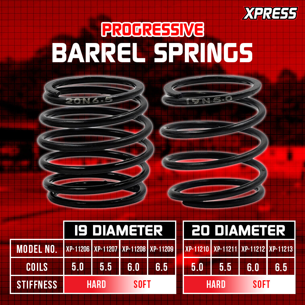 Pair of Xpress 20mm barrel springs, two-piece set, for airsoft guns, shown on a plain background in the image.