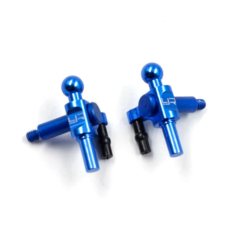 Yeah Racing aluminum 7075 knuckles for Kyosho MR-04 RC car, shown in black with detailed machining and branding.