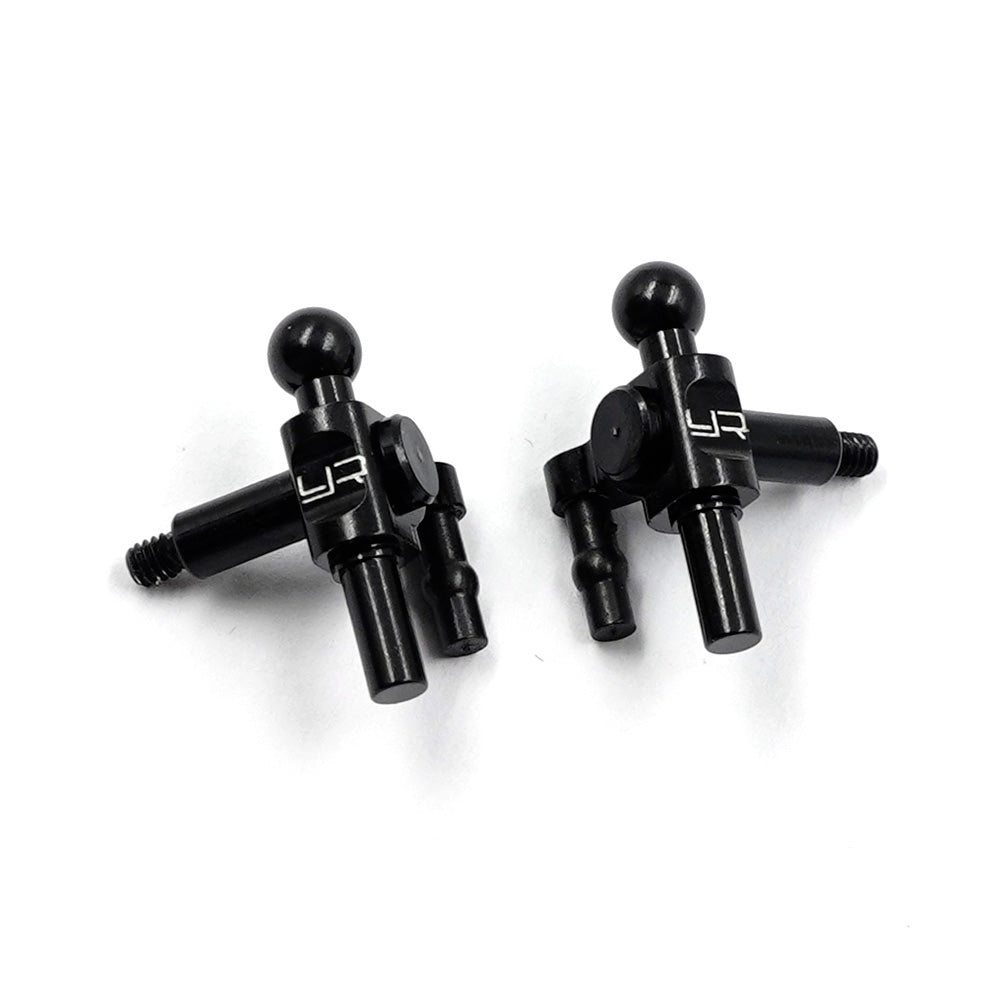 Yeah Racing aluminum 7075 knuckles for Kyosho MR-04 RC car, silver metal parts with detailed machining visible.