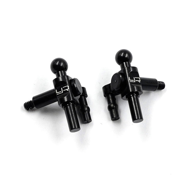 Yeah Racing aluminum 7075 knuckles for Kyosho MR-04 RC car, silver metal parts with detailed machining visible.