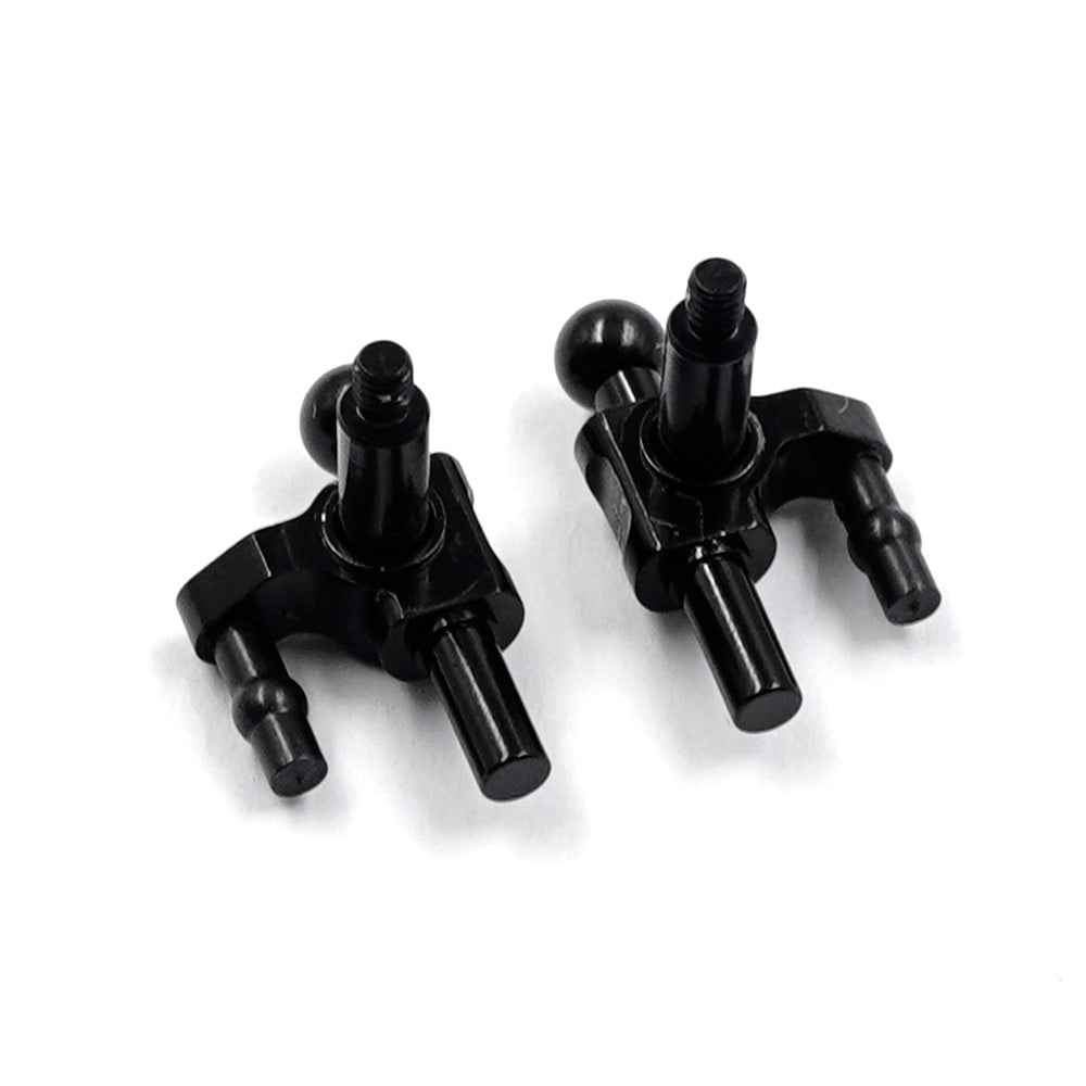 Yeah Racing aluminum 7075 knuckles for Kyosho MR-04 RC car, showing close-up of black anodized lightweight racing components.