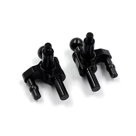 Yeah Racing aluminum 7075 knuckles for Kyosho MR-04 RC car, showing close-up of black anodized lightweight racing components.