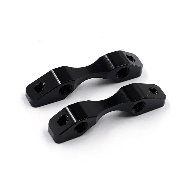 Xpress aluminum suspension mounts for graphite lower arms, shown in black with mounting holes for vehicle suspension setup.