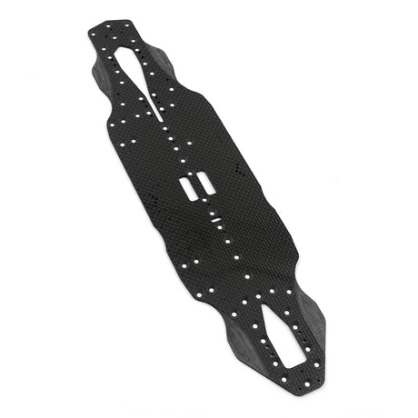 Xpress XQ11R 2.25mm graphite main chassis for RC cars, lightweight and durable construction, shown in a close-up image.