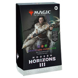 MTG Modern Horizons 3 Commander Deck box with colorful card artwork and Wizards of the Coast branding.