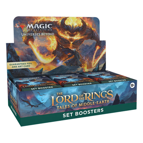 Wizards of the Coast Lord of the Rings Tales of Middle-Earth Set Booster Box with colorful packaging and artwork.