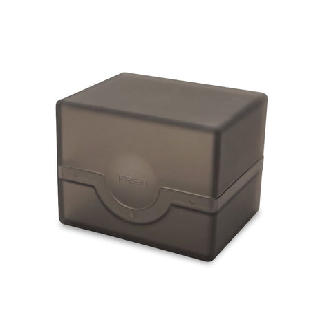 Closed black BCW Prism Deck Case for storing collectible trading cards, with secure lid and durable plastic construction.
