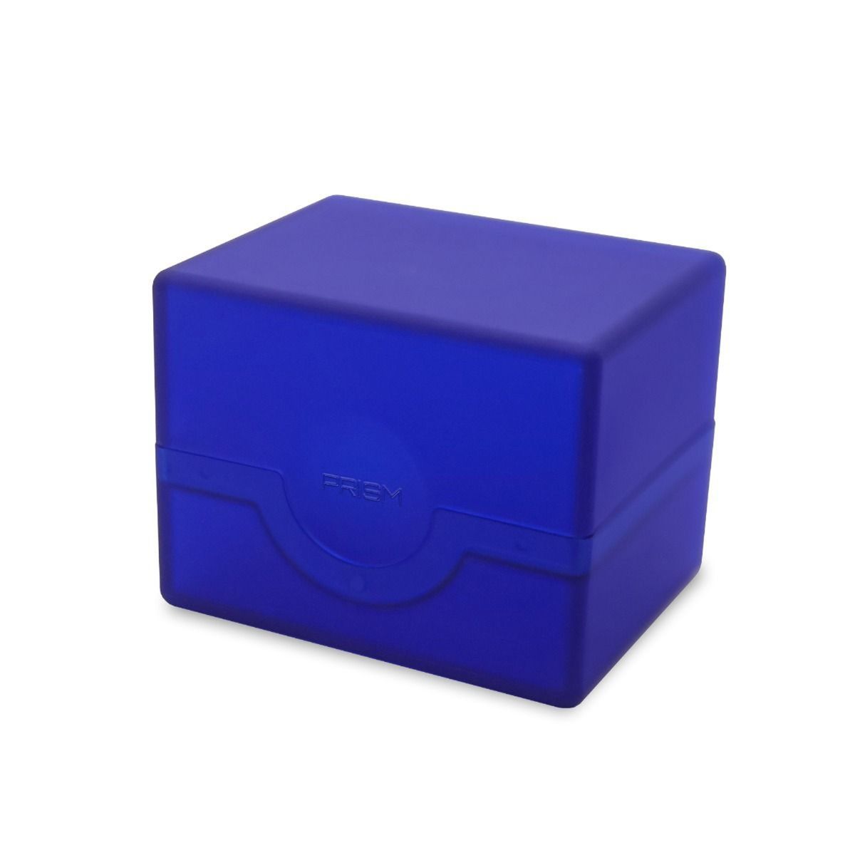 Closed BCW Prism Deck Case in blue, designed for storing trading cards securely and organizing collectible cards.