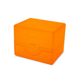 Closed BCW Prism Deck Case for trading cards, black plastic storage container with secure lid and clear window for easy card viewing.