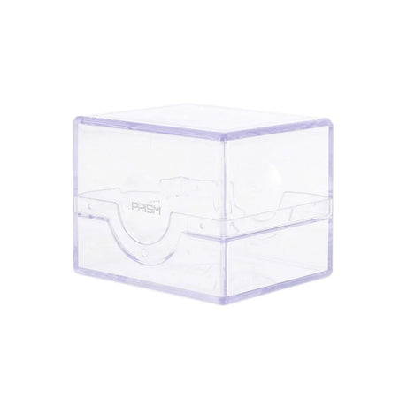 Closed BCW Prism Deck Case in clear plastic, designed for storing and protecting trading cards or collectibles.