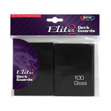 Black BCW Gloss Deck Guards Elite2 card sleeves in a single pack, designed for protecting collectible trading cards.