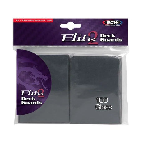BCW Gloss Deck Guards Elite2, protective card sleeves in gray, designed for trading cards, shown in a pack of one.
