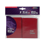 Red BCW Gloss Deck Guards Elite2 card sleeves in a single pack, featuring high-quality protective card sleeves.