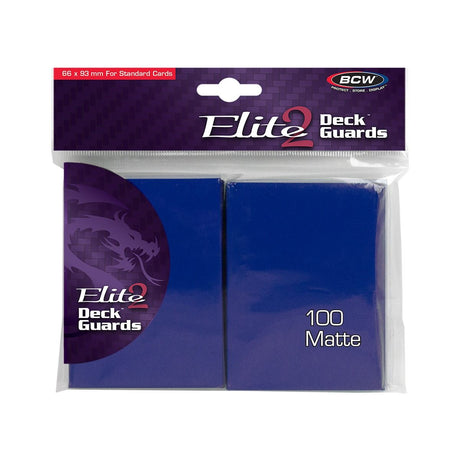 Pack of BCW Matte Deck Guards Elite2 anti-glare card protectors for trading cards, with a matte finish to reduce glare.