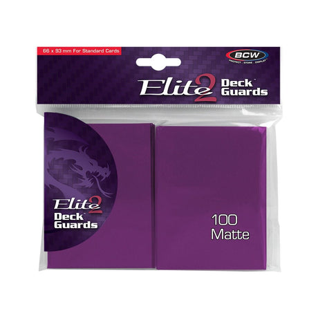 Pair of BCW Matte Deck Guards Elite2 anti-glare card protectors in clear plastic for trading cards.