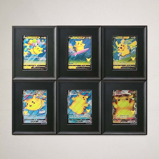 Black BCW interlocking card frames for displaying and protecting collectible cards, featuring a sleek, durable design.